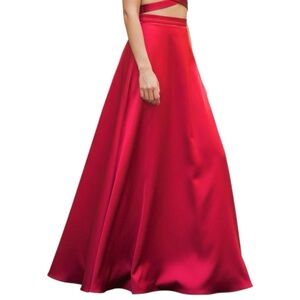 Alfred Angelo Red Satin Maxi Formal Skirt Back/Zip Sz M